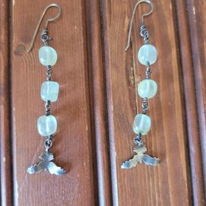 The Noisy Plume prehnite/eagle/falcon danglers